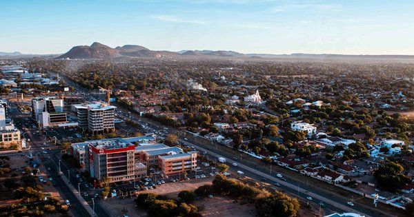 Aerial view of Gaborone, the capital of Botswana