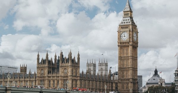 The Palace of Westminster in London seen from across the River Thames