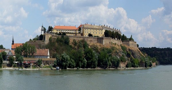 The Petrovaradin Fortress overlooking the Danube River in Novi Sad, Serbia
