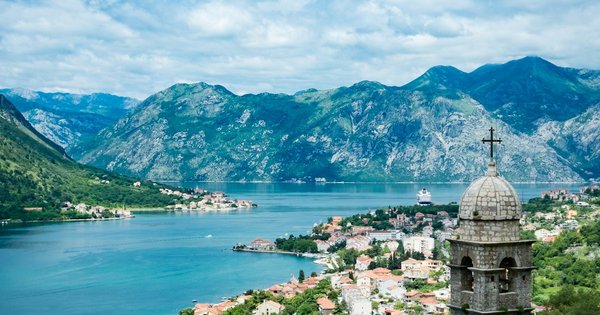 View over Kotor Bay, Montenegro, at sunset
