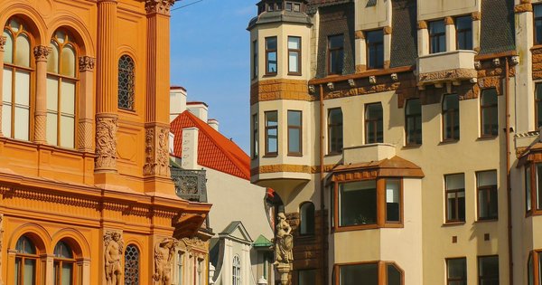 Old Town rooftops and spires of Riga, Latvia, host city of Riga Pride 2026