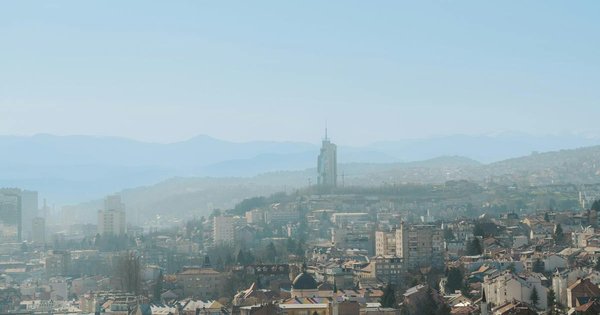 View over the rooftops and minarets of Sarajevo, Bosnia and Herzegovina