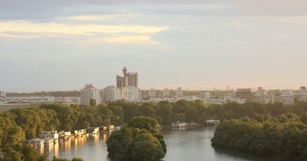 A view of Belgrade, Serbia, with the city skyline along the river
