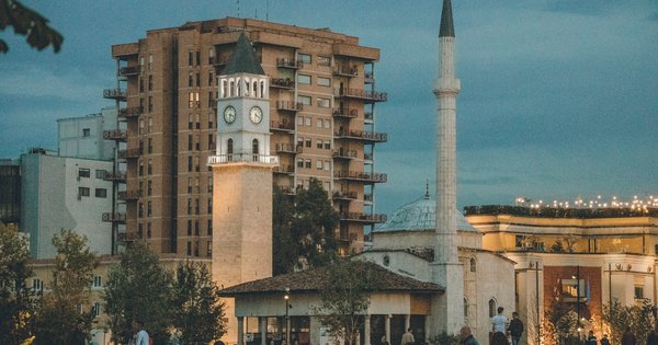 Sunday morning in Tirana, Albania near Skanderbeg Square