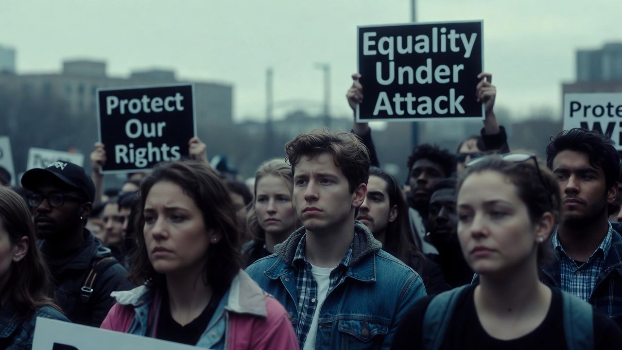 LGBTQ advocates and community members rallying for rights in the United States