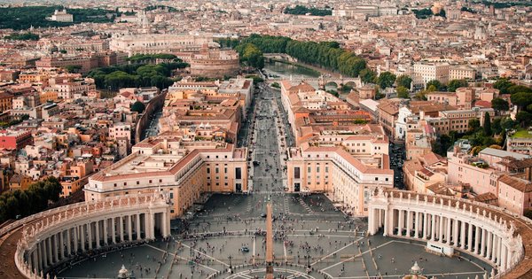 St. Peter's Basilica and Vatican City under a clear sky